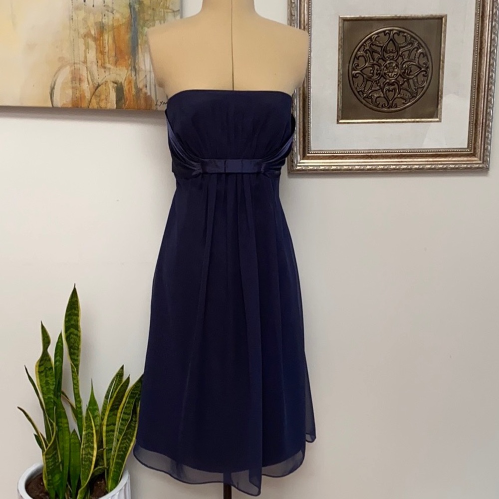 Belsoie’s blue strapless dress, Size 8, like new